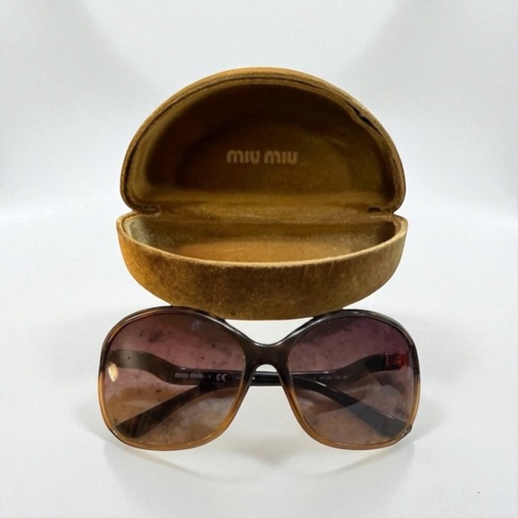MIU MIU TORTOISE BROWN SUNGLASSES - Picture 1 of 16